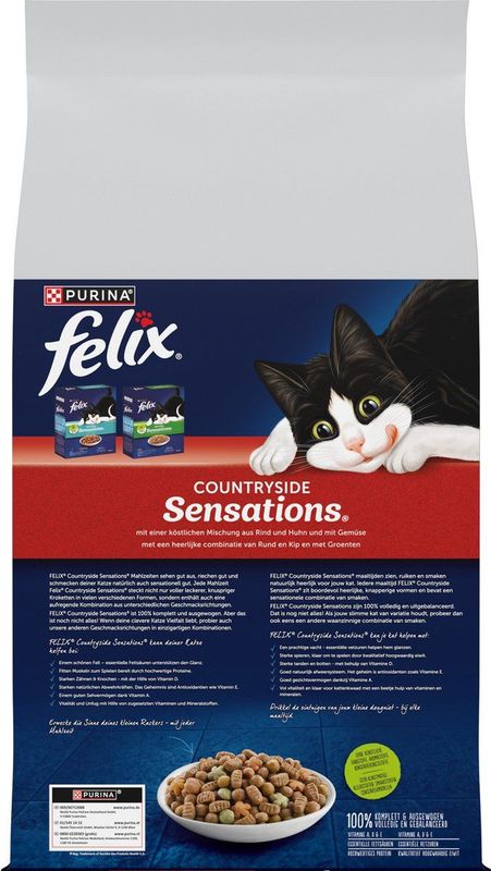 Felix Countryside Sensations - Kattenvoer Droogvoer - Rund Kip & Groenten - 7.5 kg