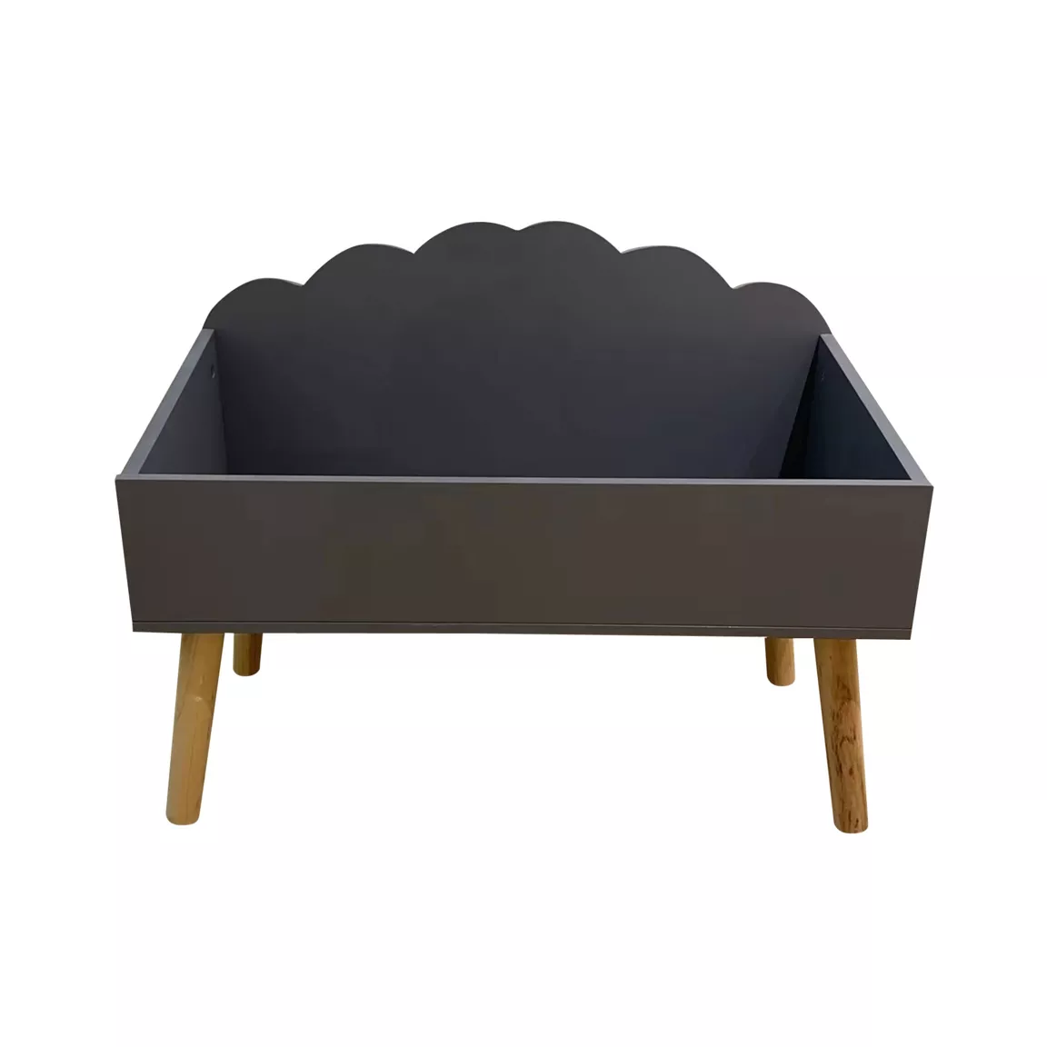 Coffre à jouet enfant bois (H45 cm) Cloudy Gris