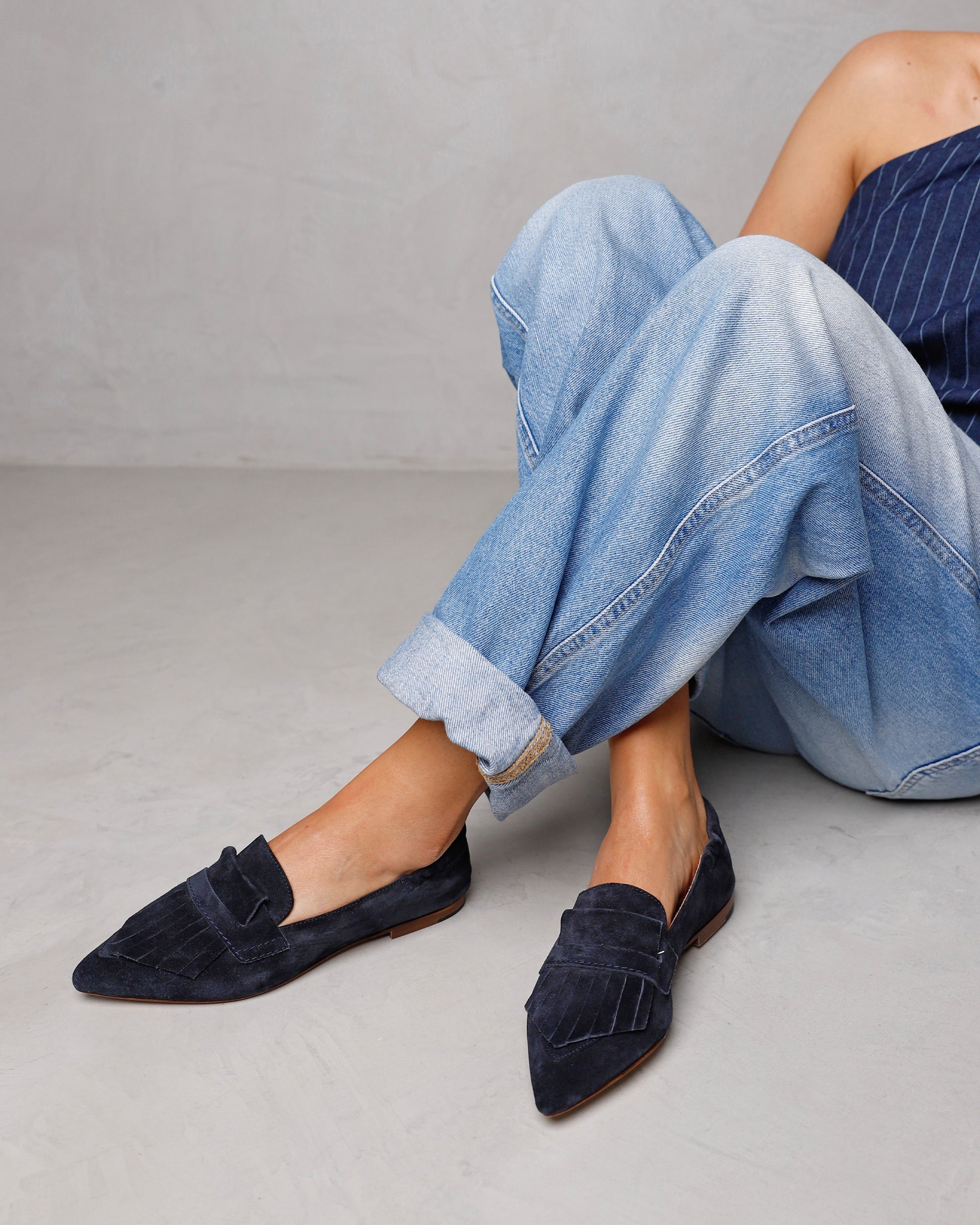 VIA VAI blauwe dames loafers Lola Oakley