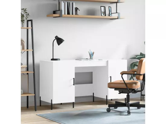 Bureau blanc 140x50x75 cm bois d'ingénierie