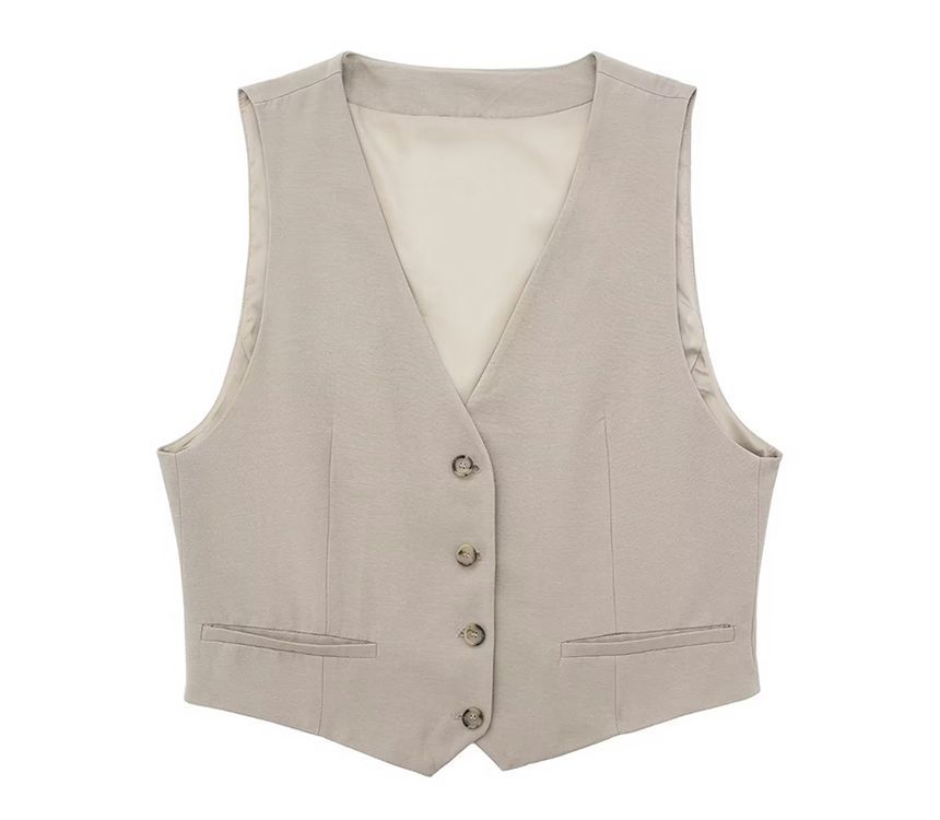 SugaYuja - V-hals effen crop top met knoopjes / korte jurk / set