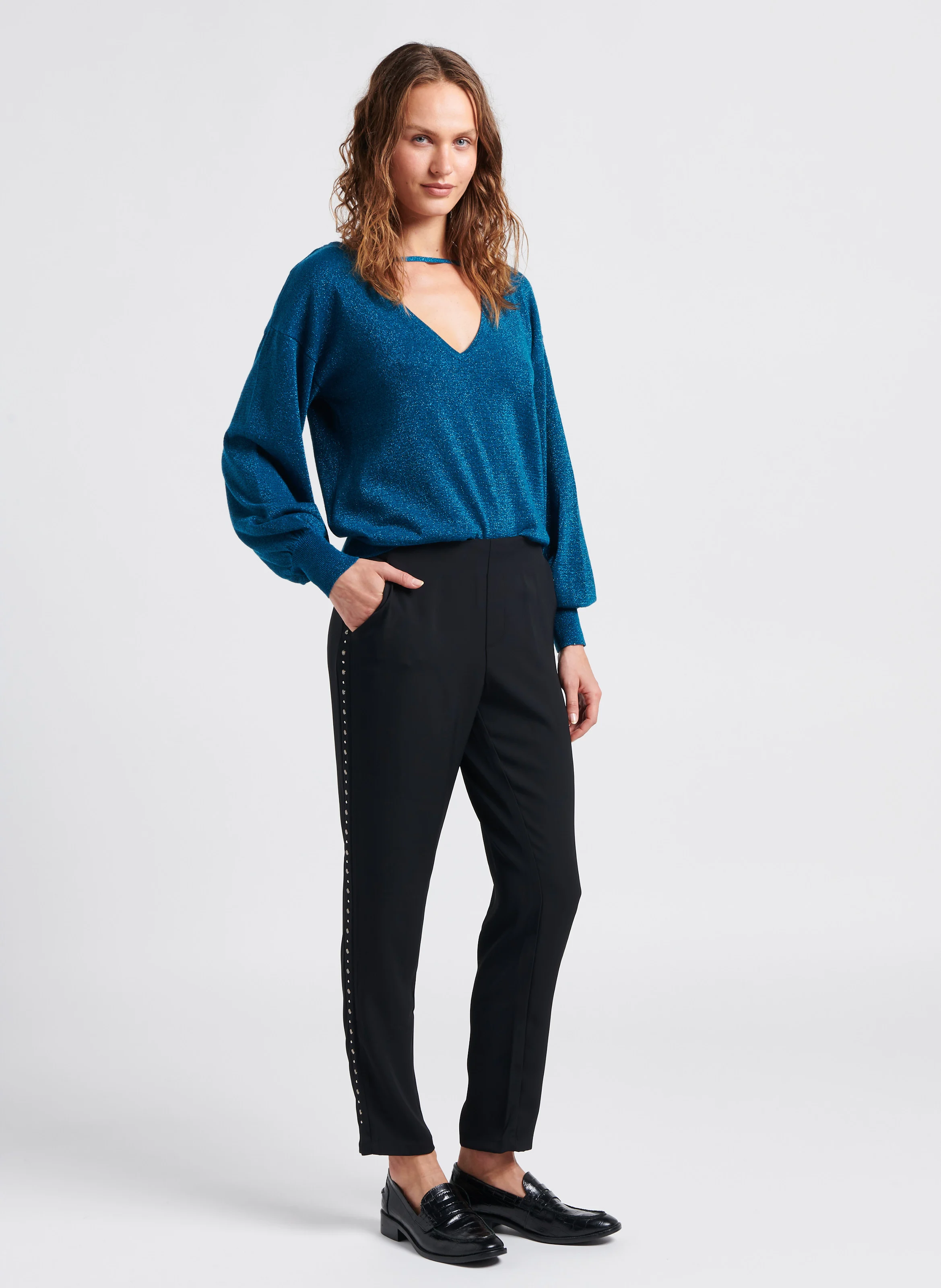 LADONNA - Pull col rond| Bleu