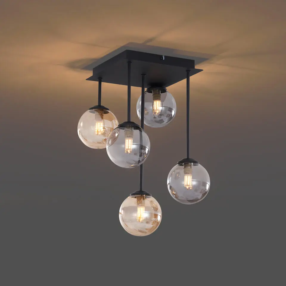 Qazqa plafondlampen athens zwart g9