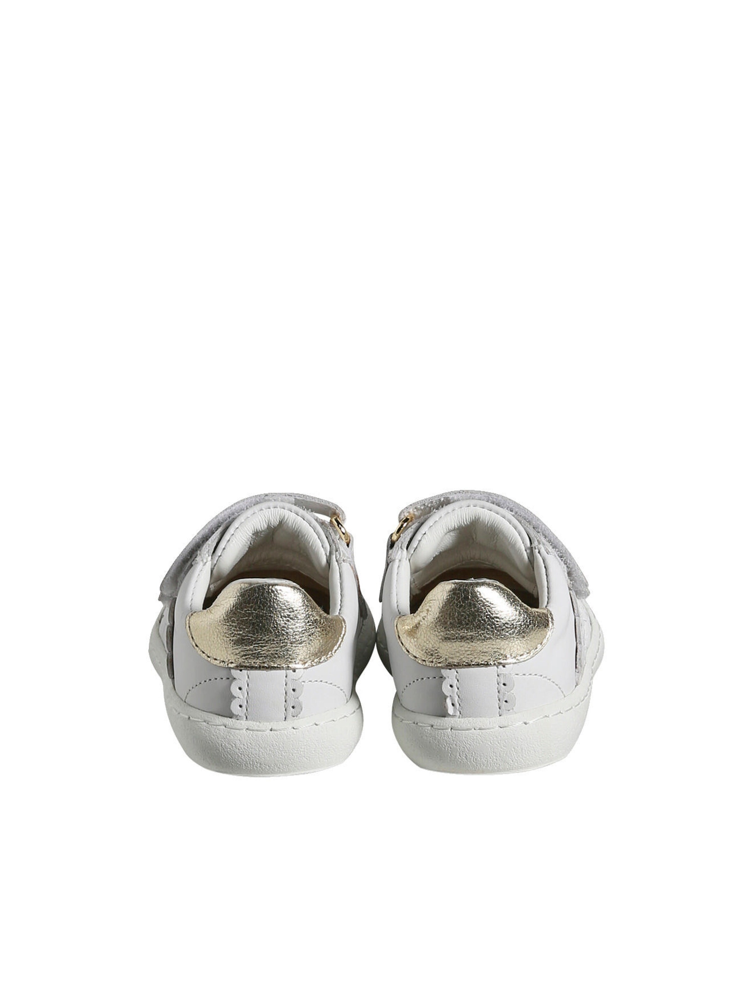 Vertbaudet Baby Klett-Sneakers ausgestanzte Motive weiß/gold