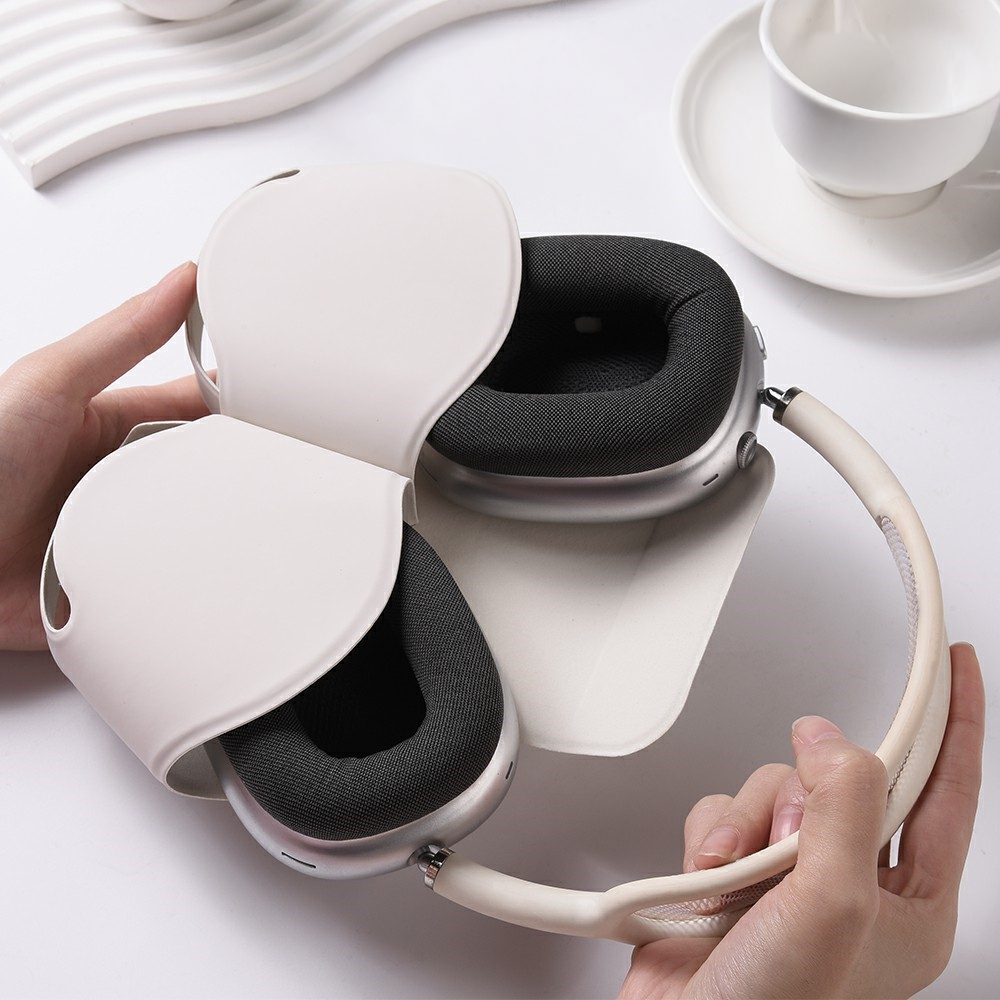 Apple Airpods Max Magnetische Kunstleder Schutztasche Aufbewahrungs Case - Weiss