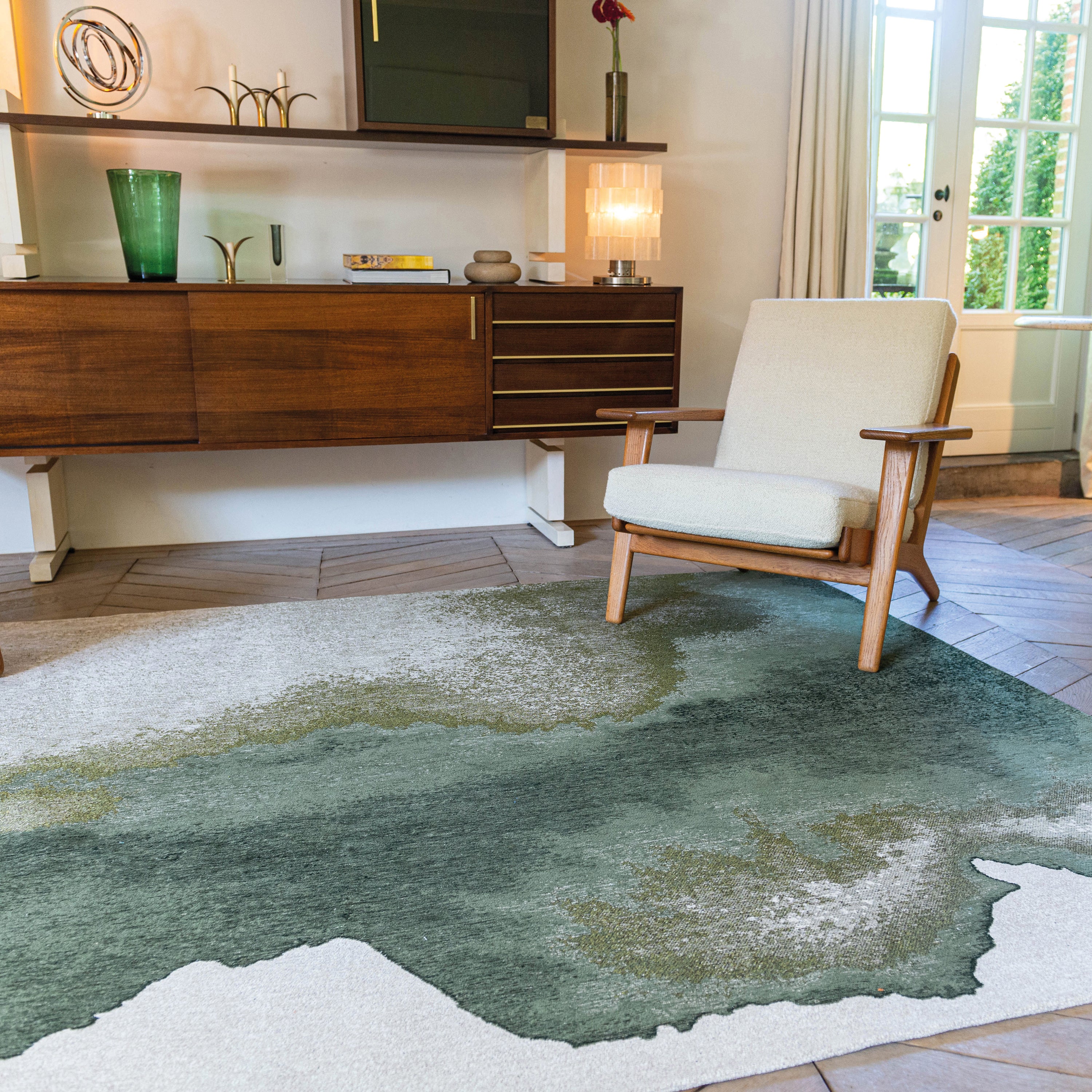 Louis de Poortere Lagoon Vloerkleed Ã 140 cm - Palm Green Meditation