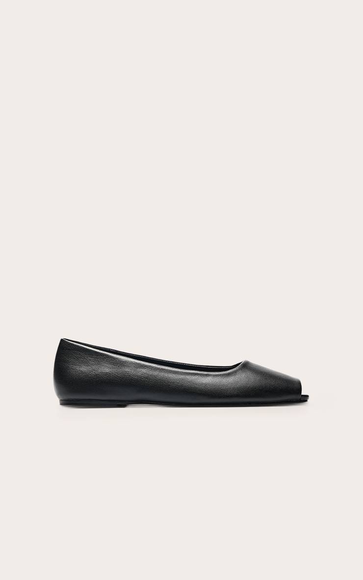 Noir Ballerine À Bout Ouvert En Synthétiquecuir