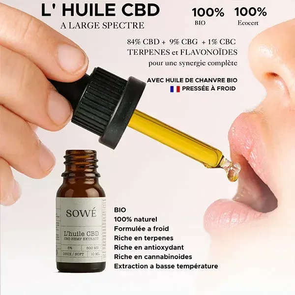 Óleo de CBD orgânico de amplo espectro Sowé 15% 10ml
