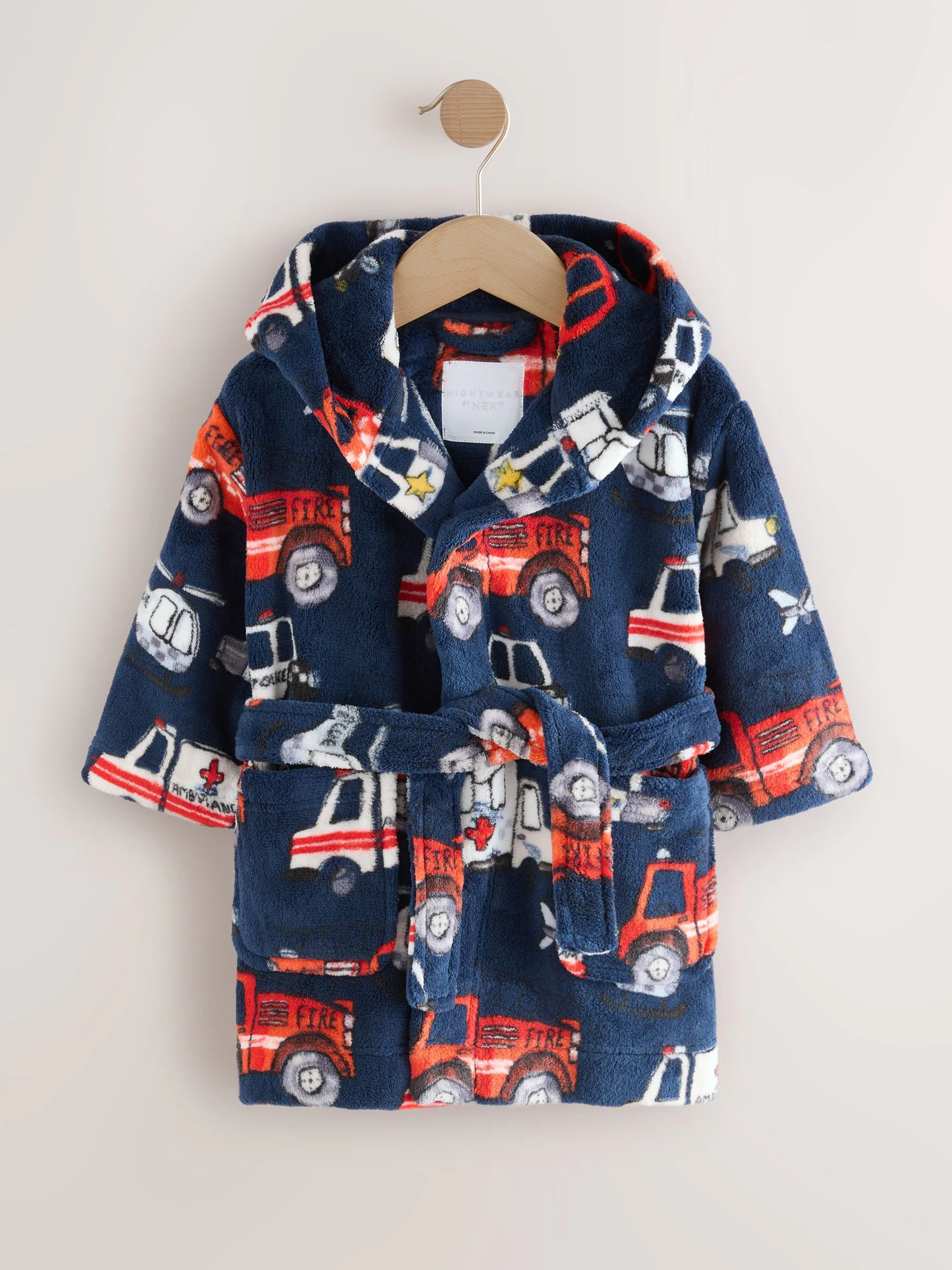 Blauw met hulpverleningsvoertuig - Jurk (9mnd-12jr)