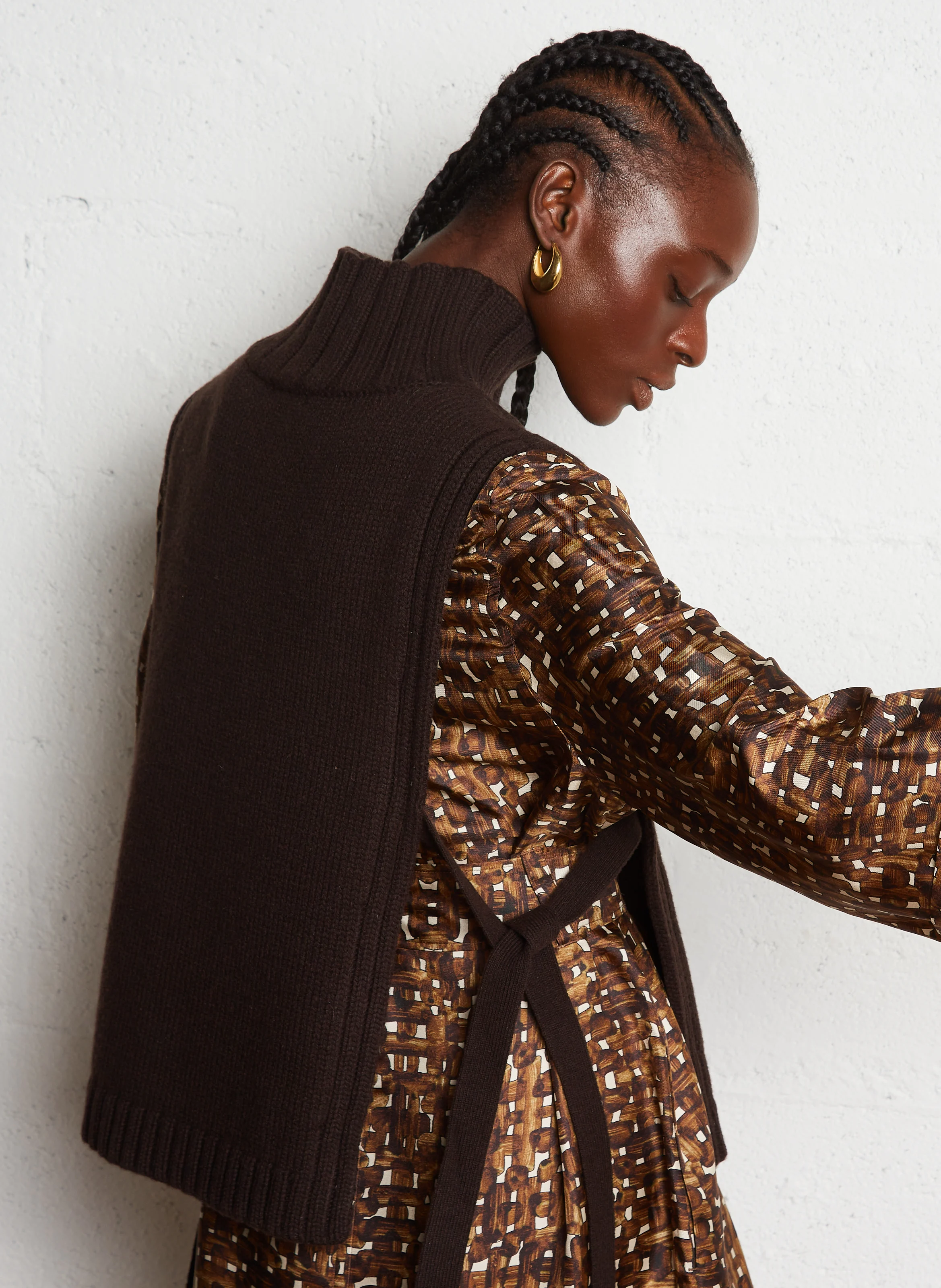 OR - Plastron col montant en laine mélangée | Marron