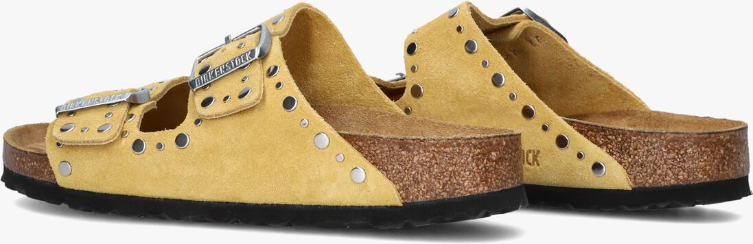 gele birkenstock teenslippers arizona rivet border