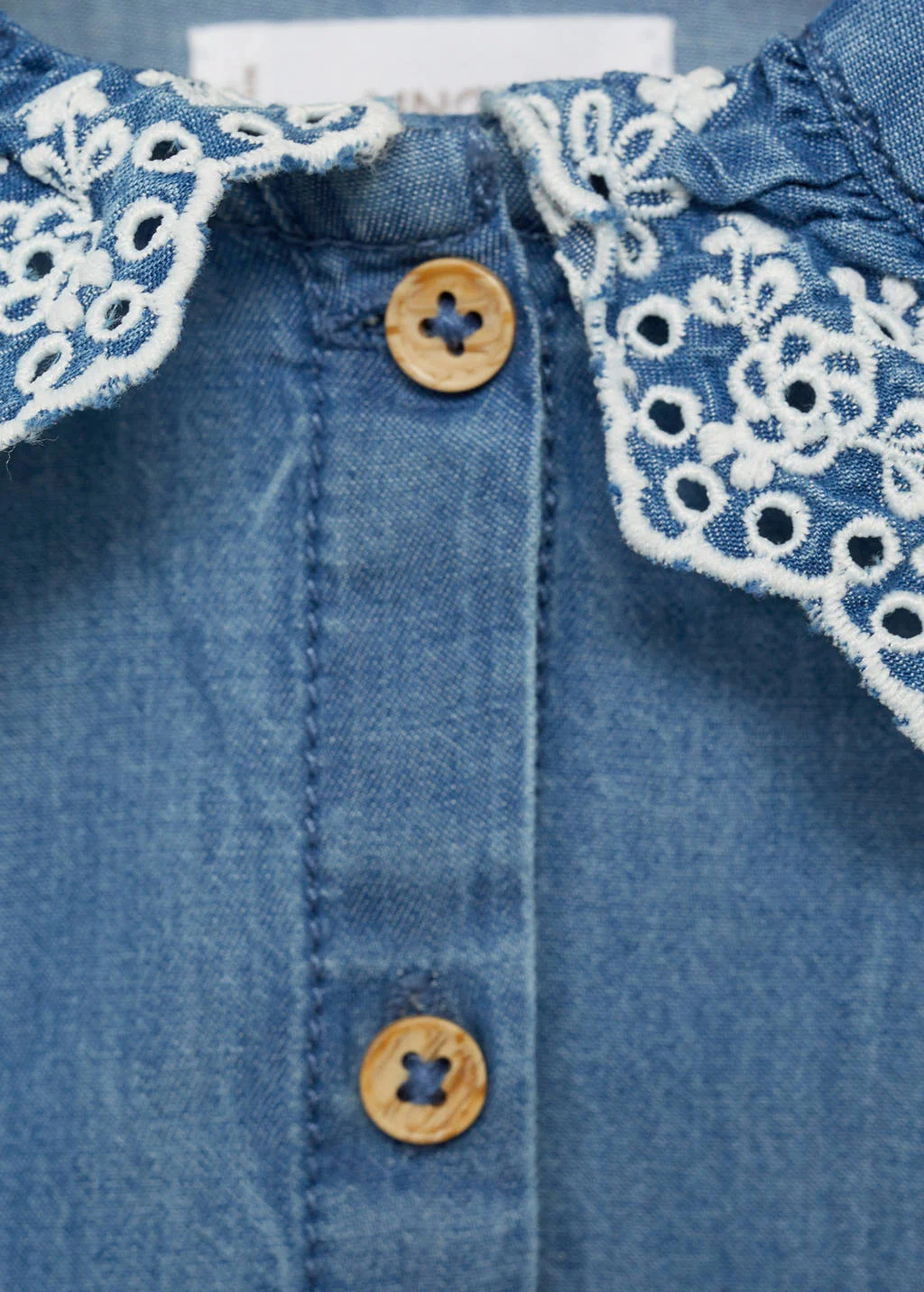 Mango Kids blouse medium blue denim broderie