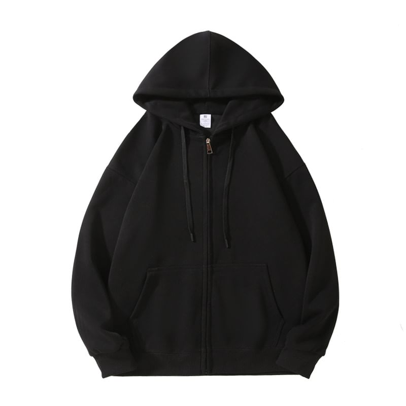 Ayuyel - Effen hoodie met trekkoord en rits