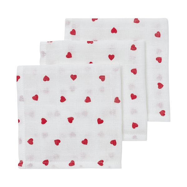 Meyco Sweet Heart Hydrofiele Monddoekjes - 3-Pack - Red