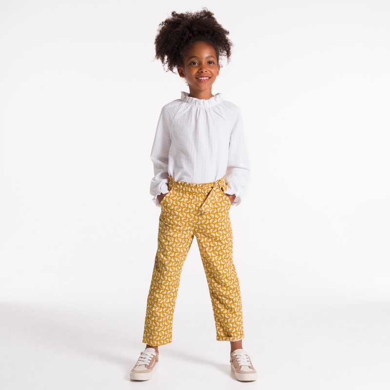 Pantalon fluide imprimé jaune fille