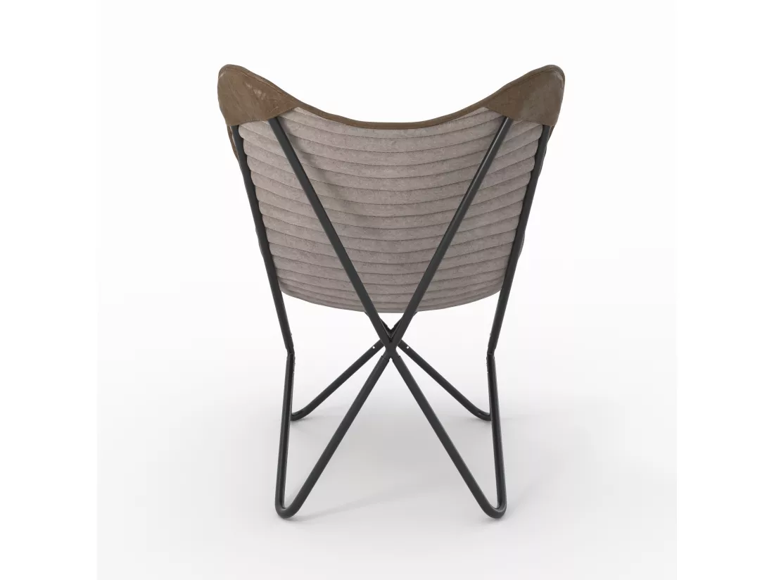 Fauteuil papillon en cuir - Octave