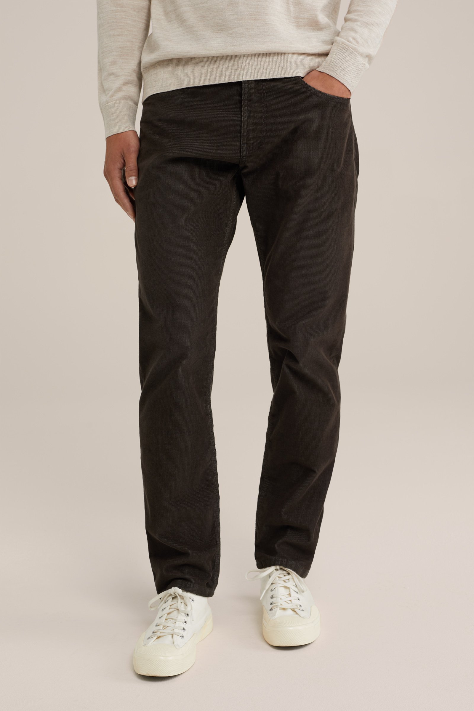 regular fit 5-pocket broek van corduroy Blue Ridge Bruin
