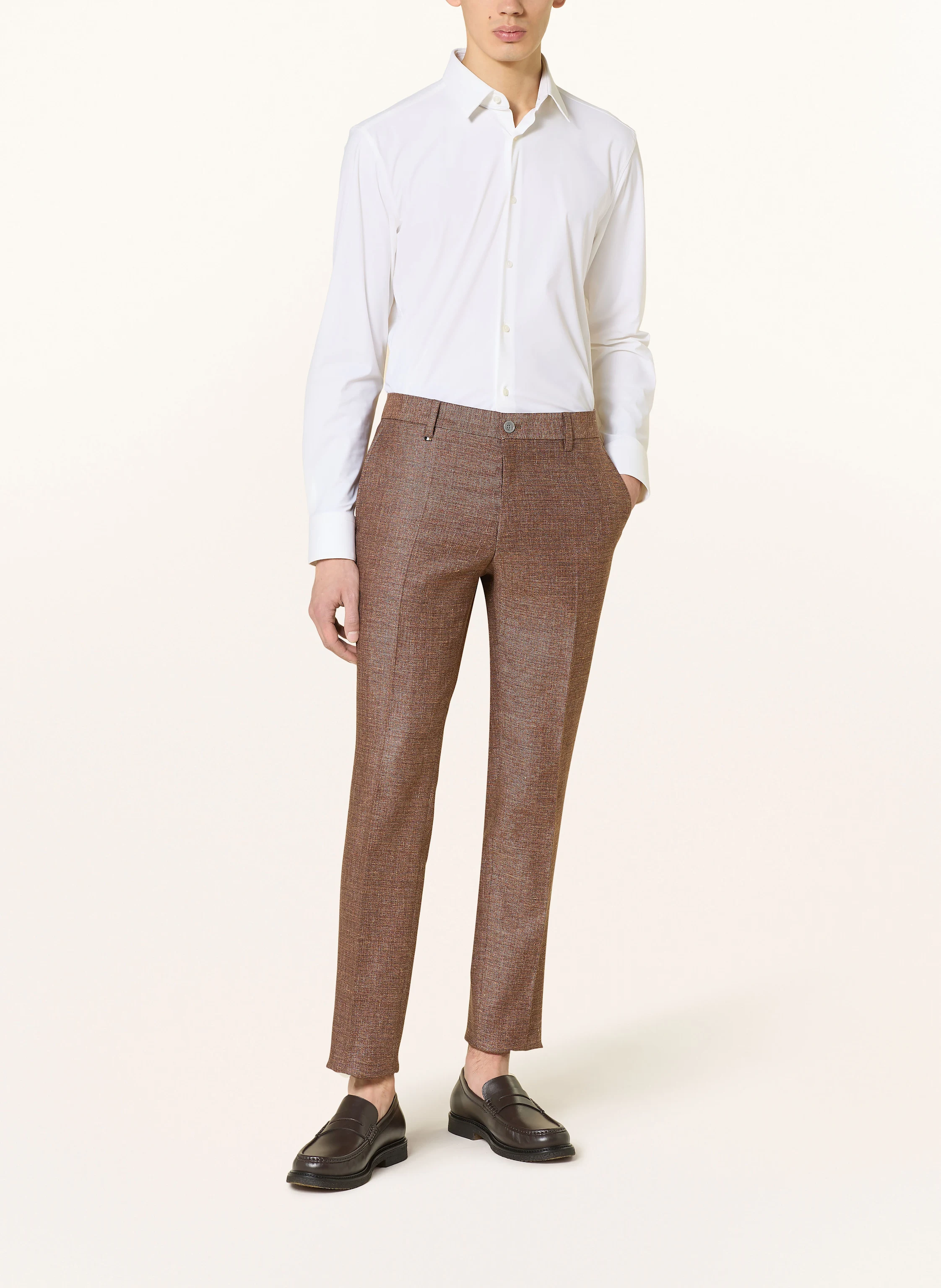 BOSS Anzughose GENIUS Slim Fit mit Leinen