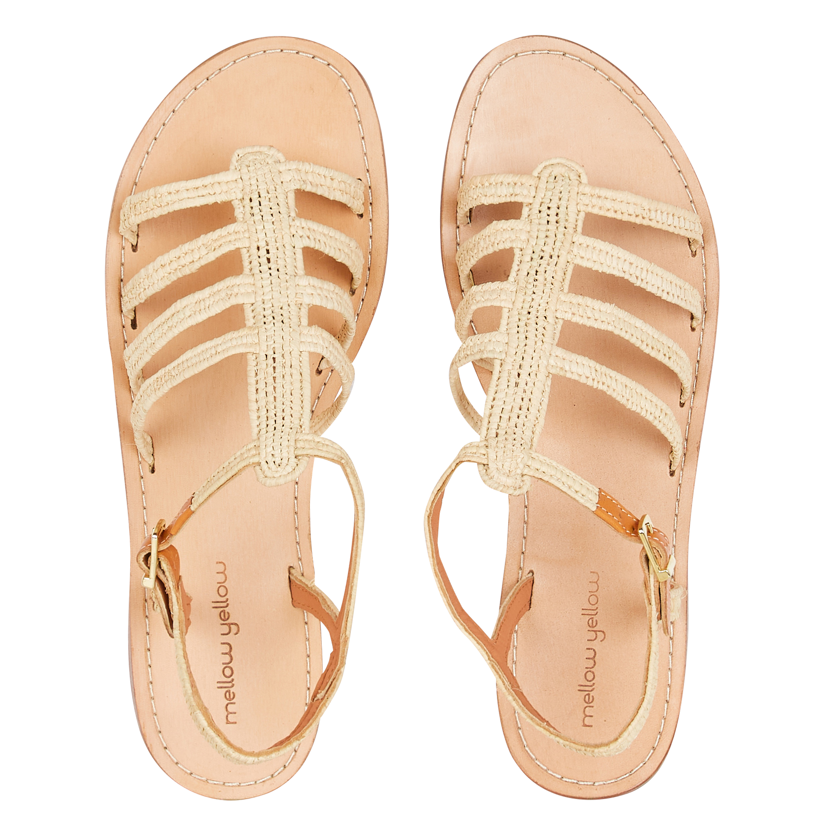 RAFFY - Sandales plates en raphia | Beige