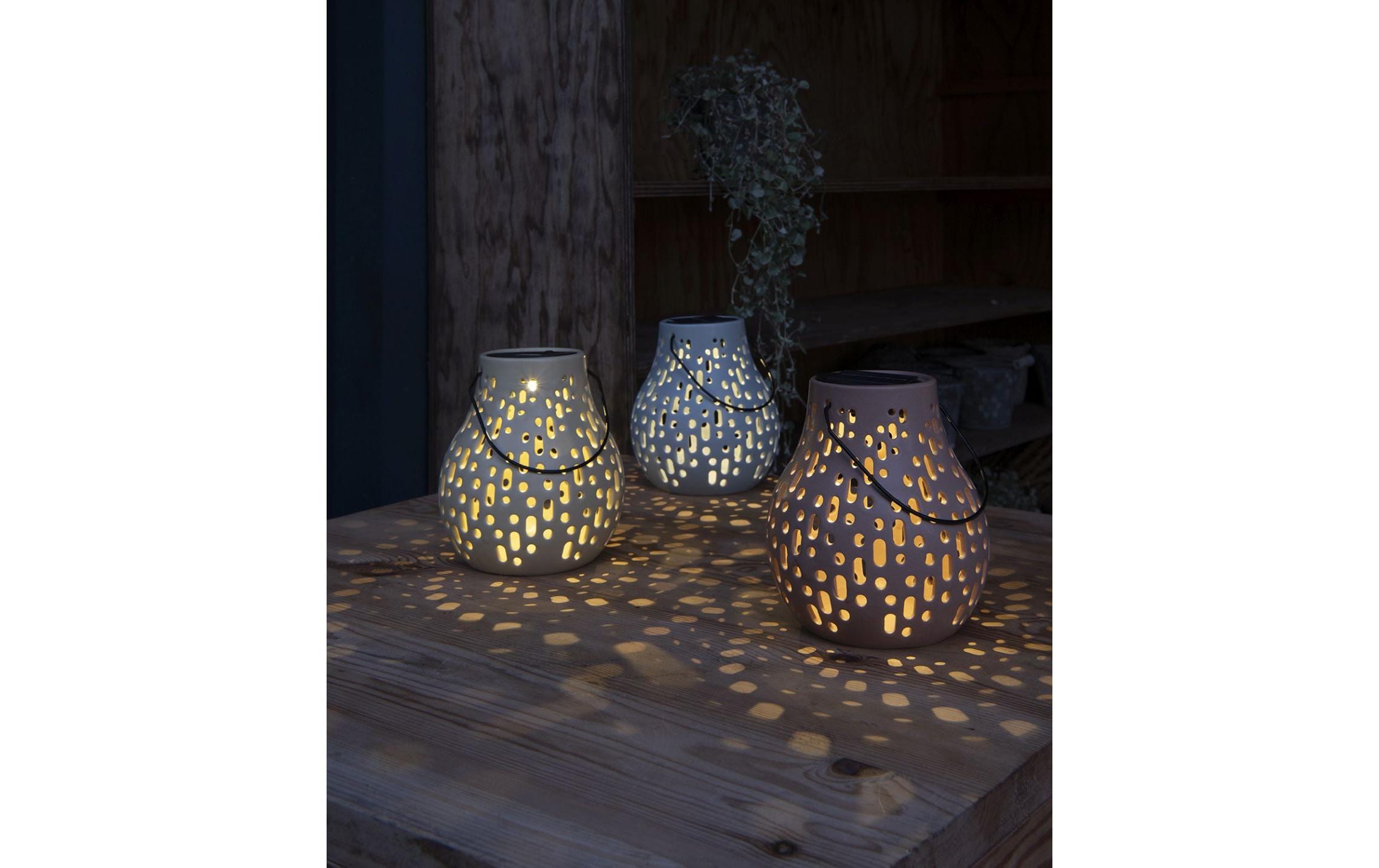 Solar Ceramic Lamp MauveDekolicht zum Aufstellen oder Aufhängen