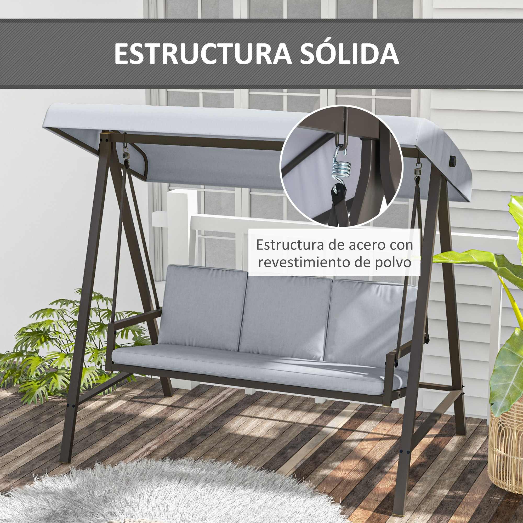 Balanço de jardim cinza Outsunny