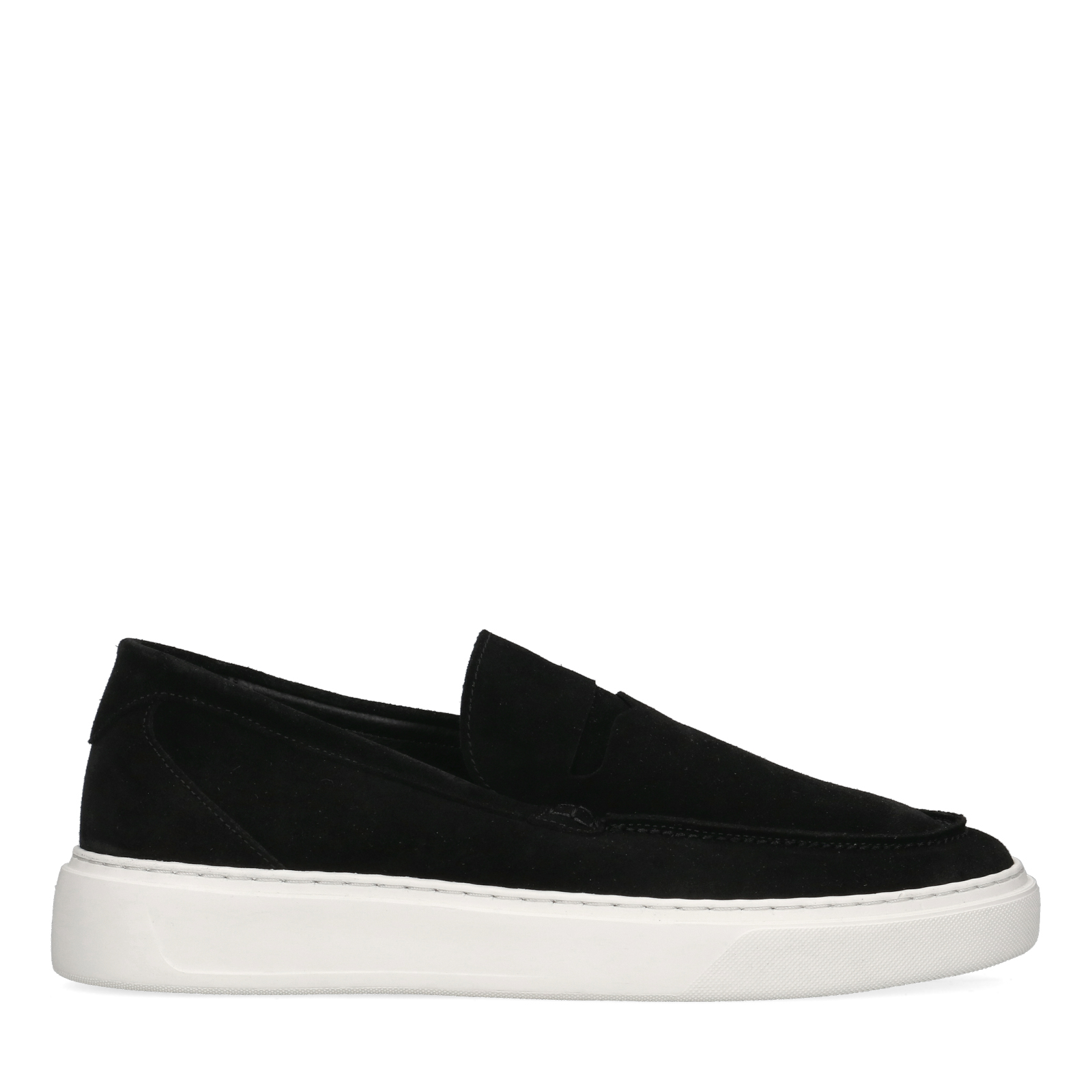 Zwarte suède loafers met sportieve zool