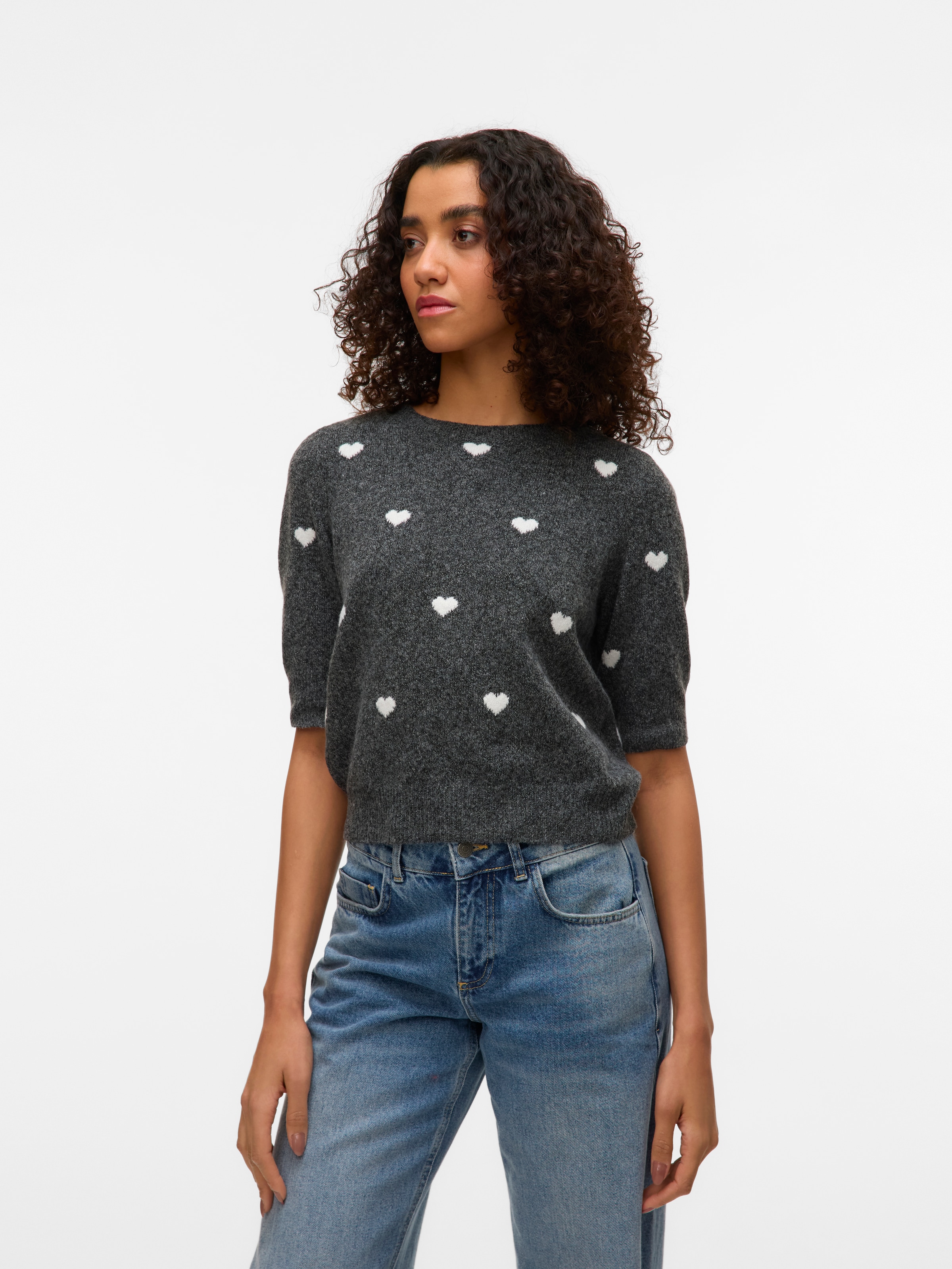 Vero Moda Kurzarmpullover »VMDOFFY INTARSIA 2/4 O-NK PULLOV GA NOOS«