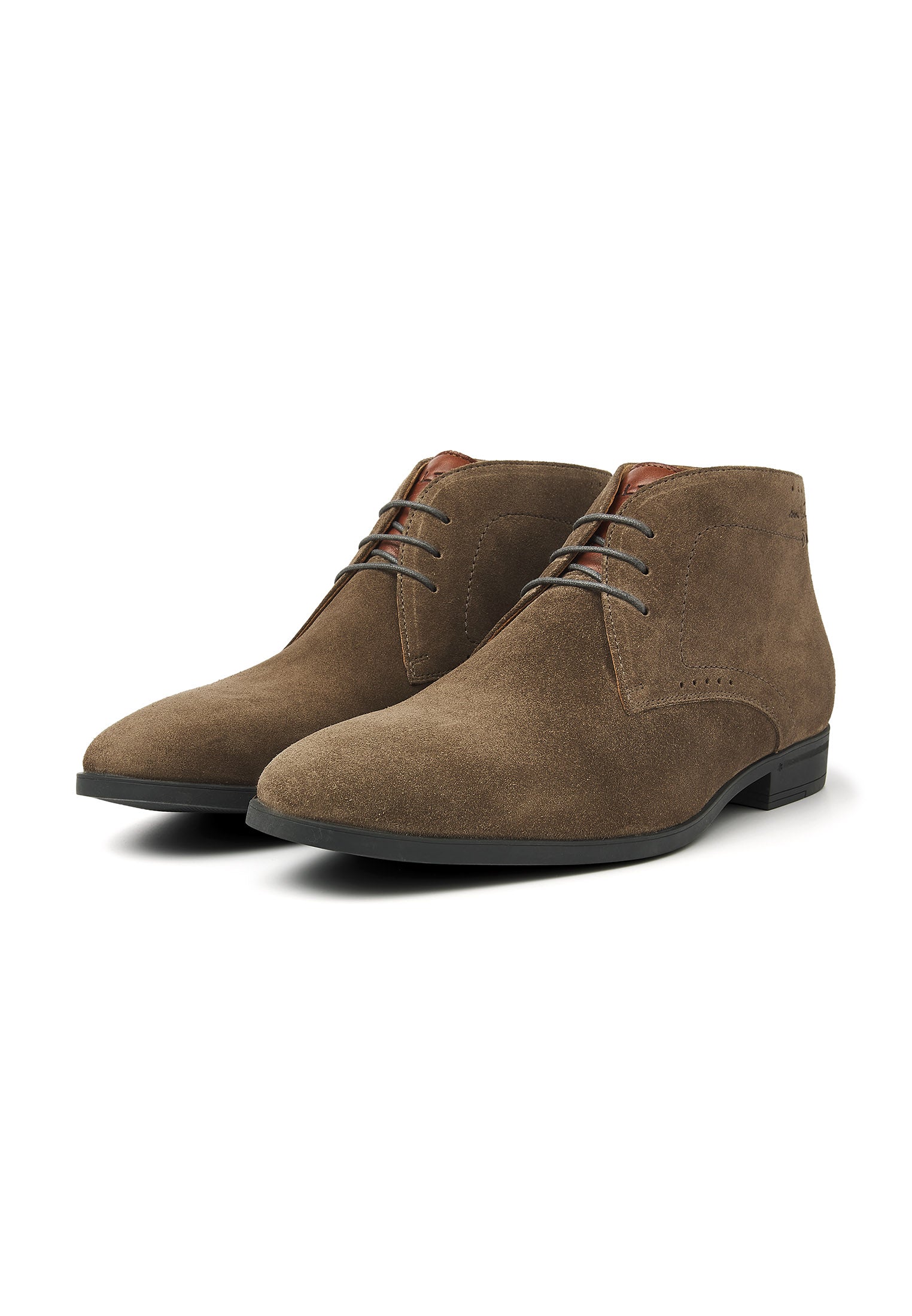 Taupe suède Portofino halfhoge veterschoen