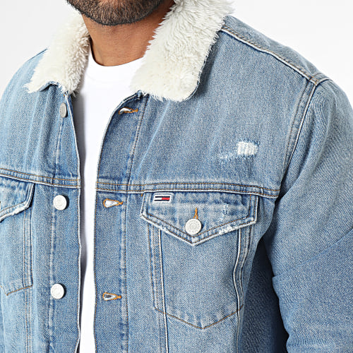 Veste Jean Col Fourrure Teddy Trucker 7471 Bleu Denim