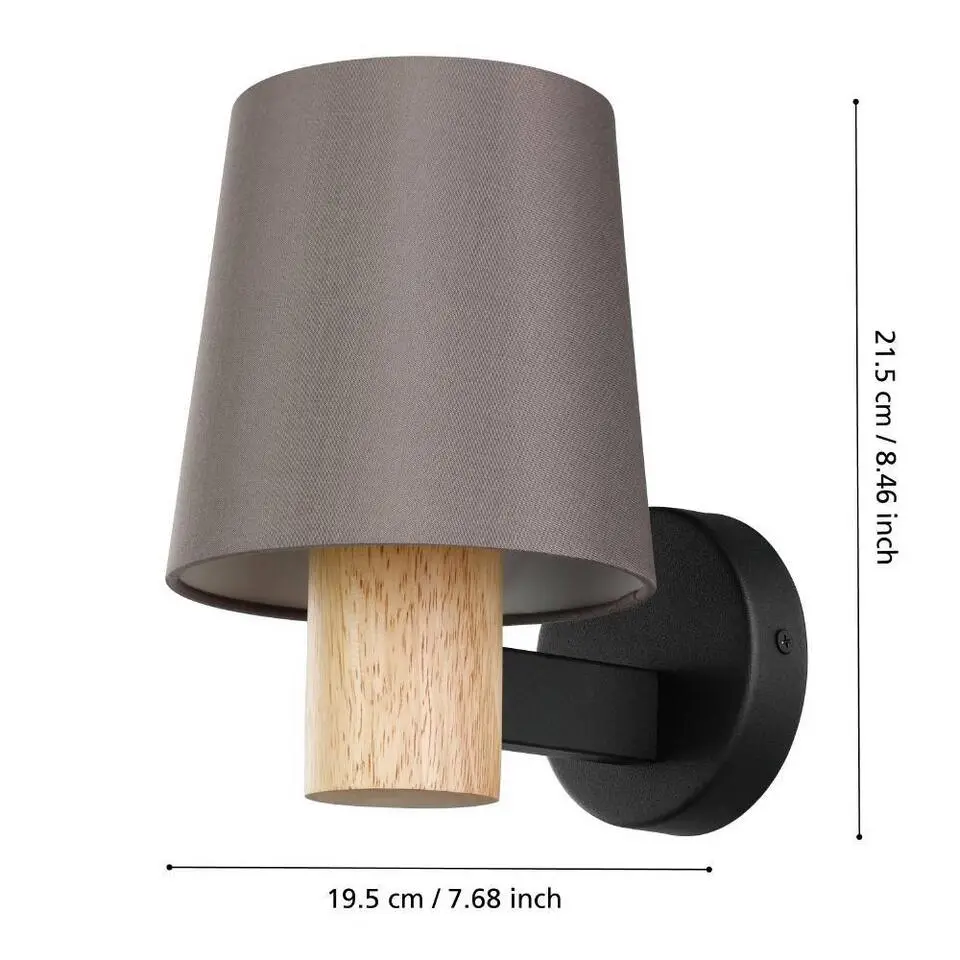 EGLO Edale Wandlamp - E27 - 15 cm - Zwart/Bruin