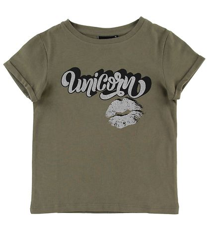 Petit by Sofie Schnoor T-shirt - Liva - Army Grøn m. Unicorn