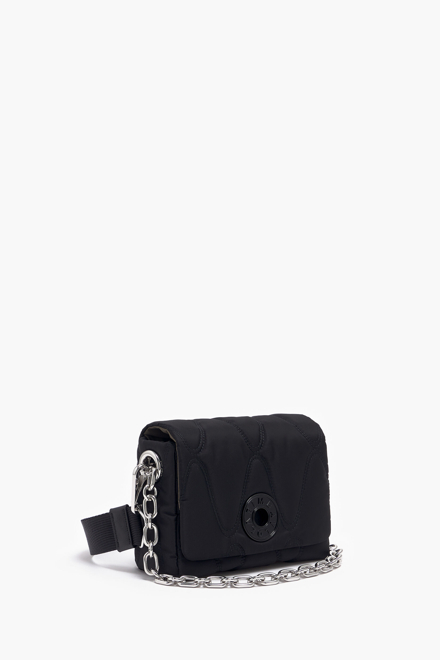 Bolsa de ombro pequena em náilon preto