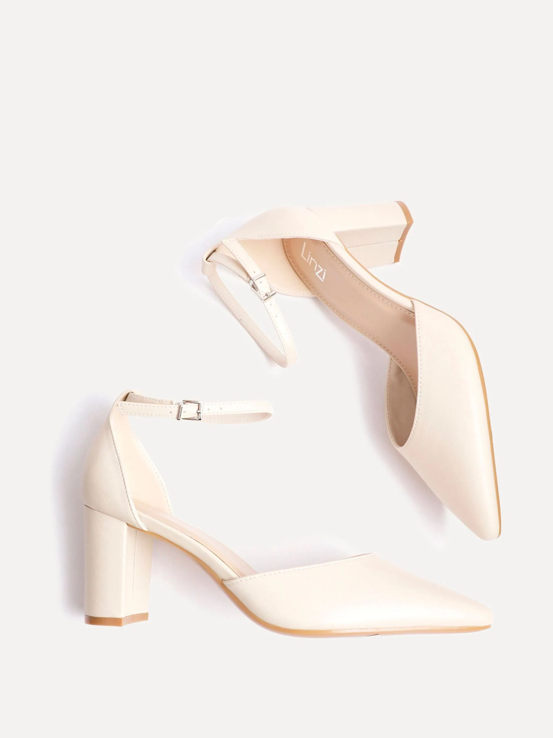 Licht beige - Linzi Leona pumps met blokhak en dichte hiel
