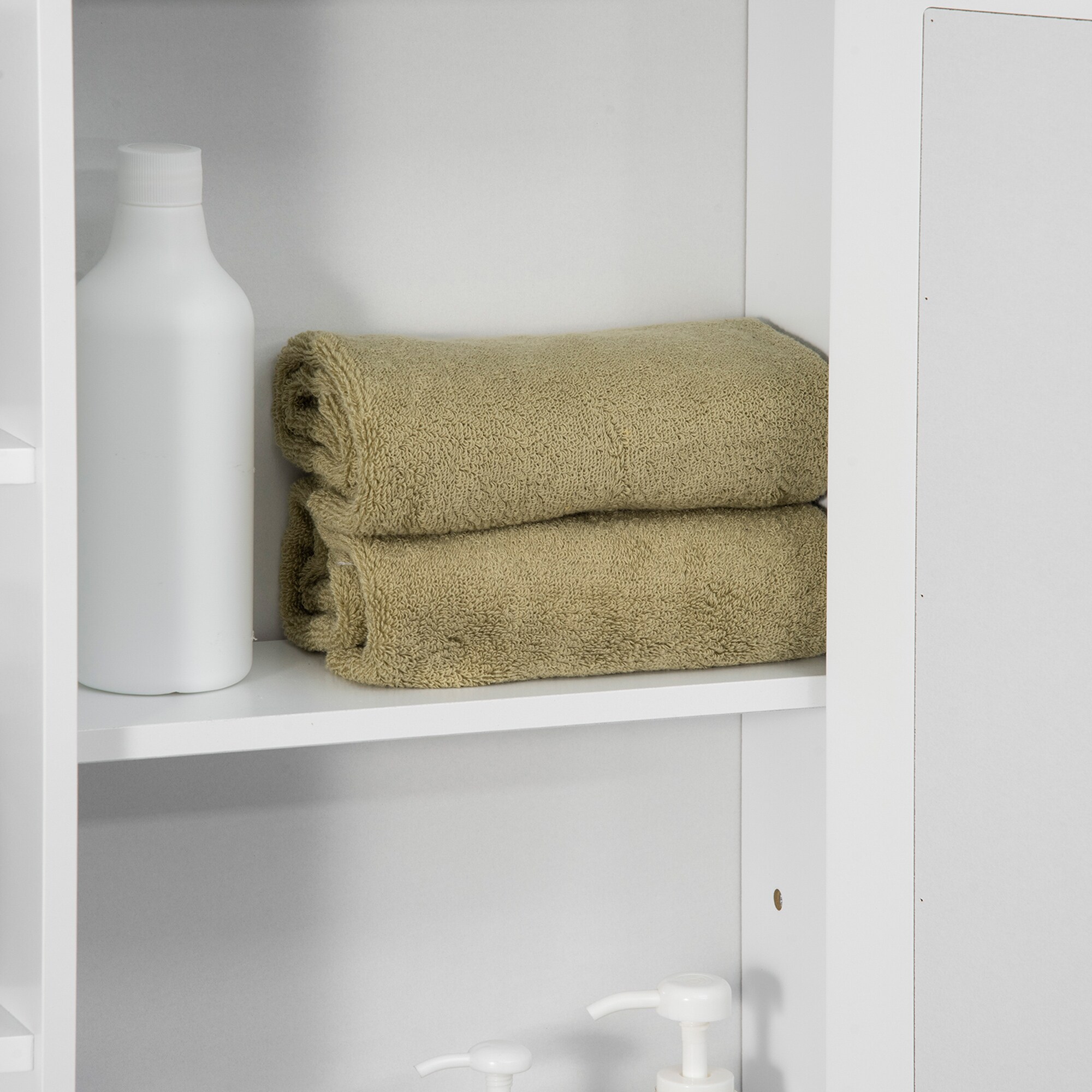 HOMCOM Badezimmerschrank mit Spiegel weiß 66L x 17B x 63Hcm