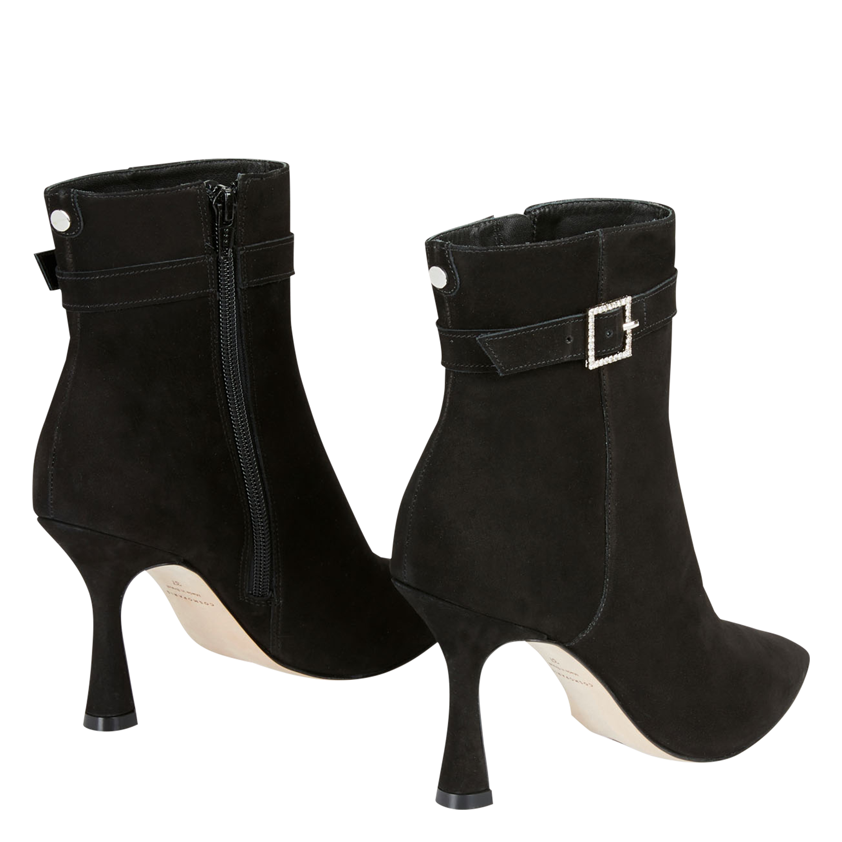OPALE - Bottines à talons en cuir velours| Noir