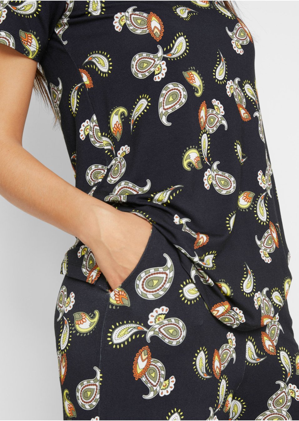 T-shirt et jupe-culotte en viscose (Ens. 2 pces.)