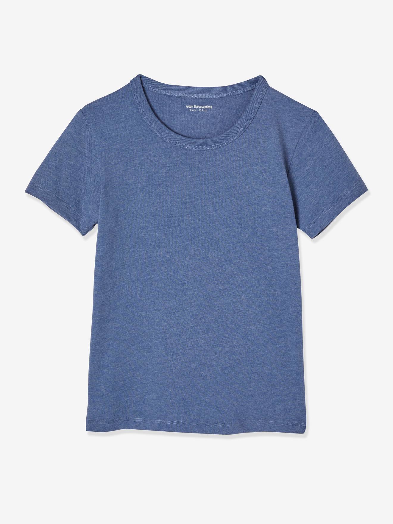 Pacote com 3 camisetas lisas de manga curta azul-claro para meninos