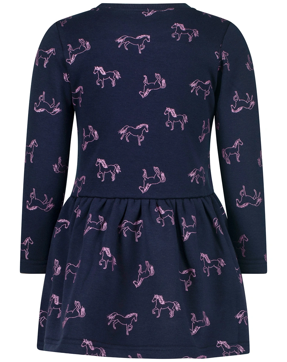 Langarmkleid THERMO - HORSES AOP in navy