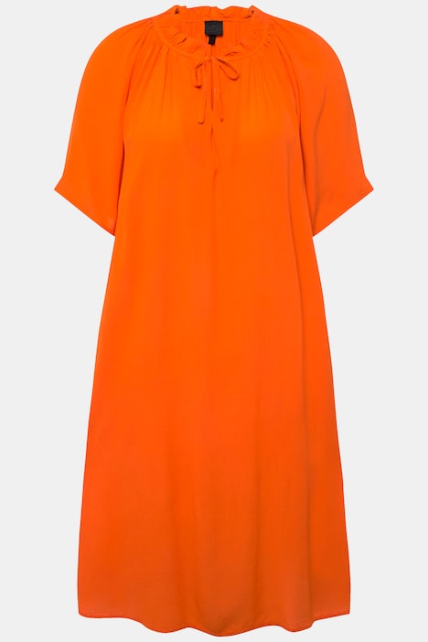 Kleid , Rüschen, A-Linie, Tunika-Ausschnitt, Halbarm