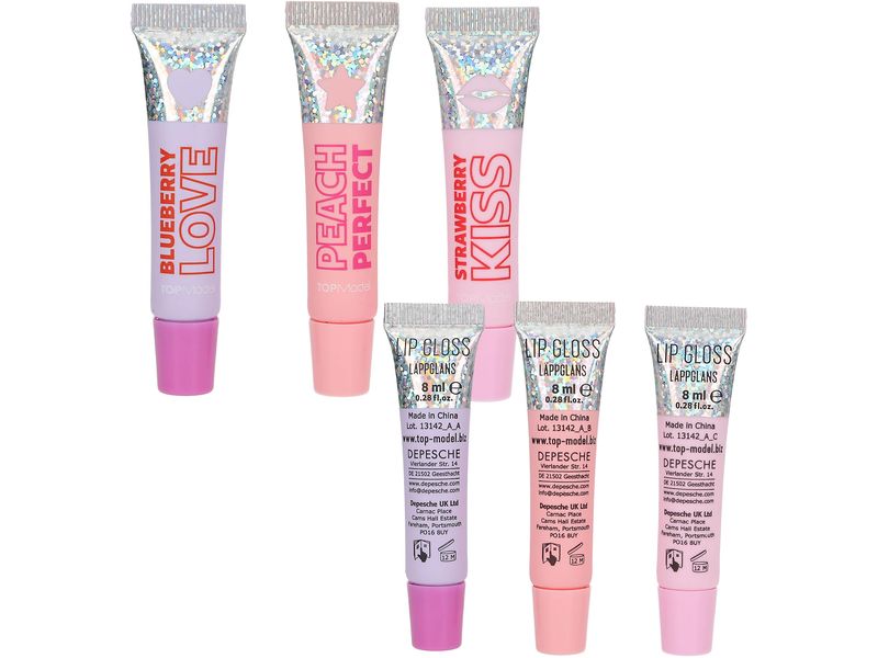Topmodel Schminkset Lip Gloss Top Model 3 Stück, 8 ml pro T Schimmernder Lipgloss