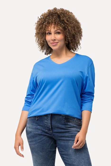 Shirt, V-Ausschnitt, Relaxed, Langarm