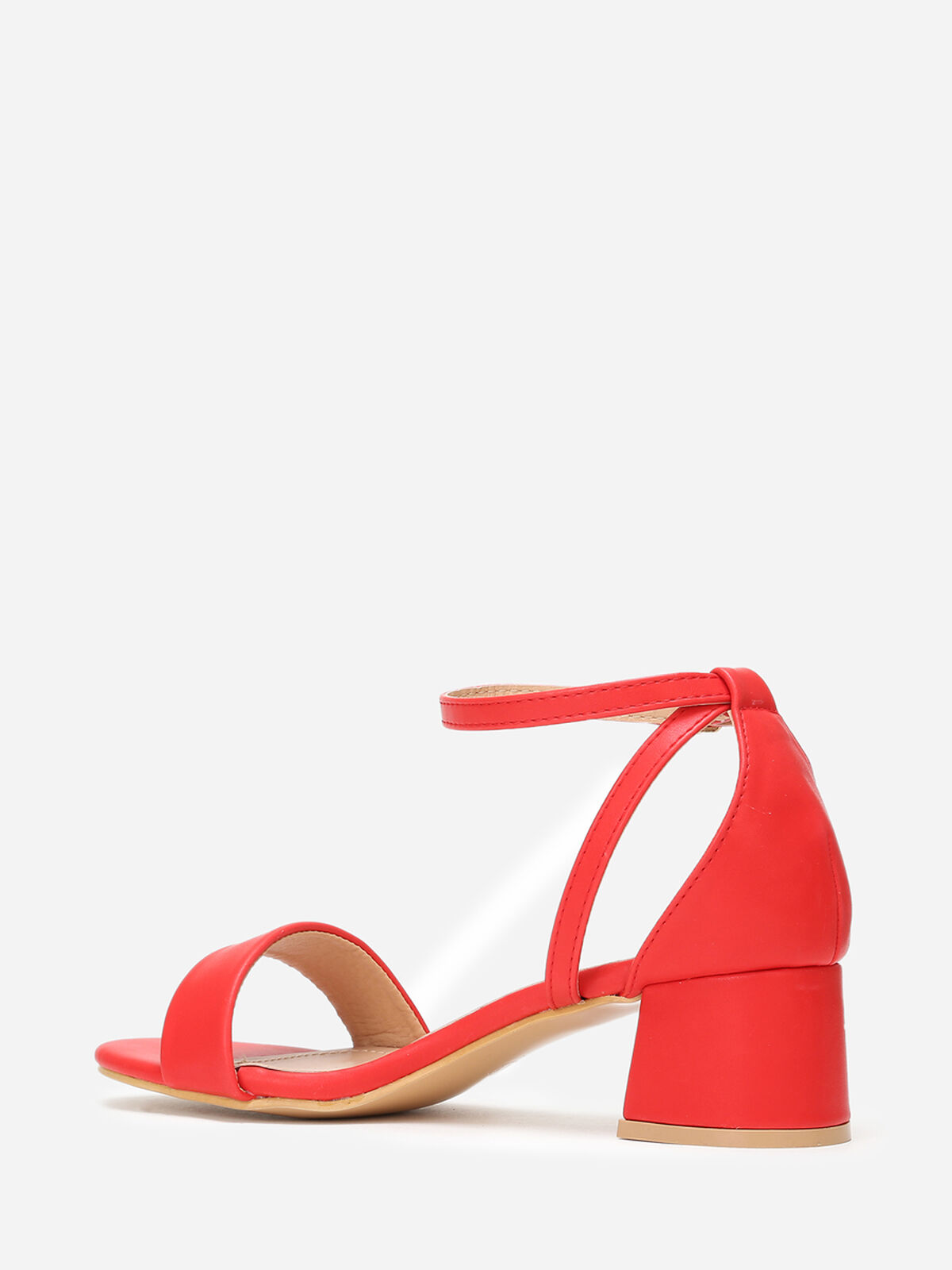 Sandales à talon carré arrondi grandes tailles- Rouge