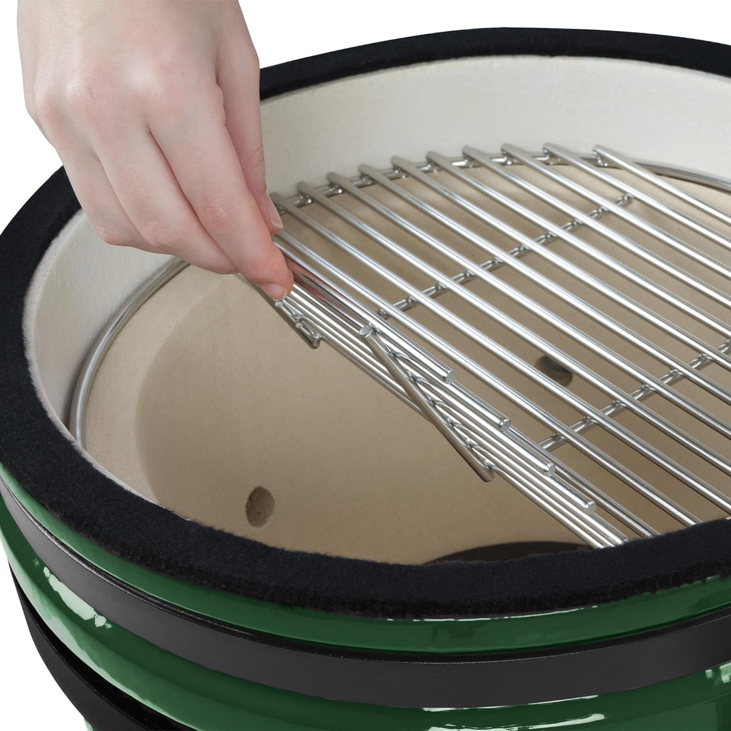 BBQ-Toro Kamado Grill Holzkohlegrill Shiro Ø 39 cm | Grün | Mini Holzkohlegrill mit Thermometer & Holzgriffen | Keramikgrill rund | Ceramic Grill Ei, Smoker, BBQ Grillofen, Kamado BBQ