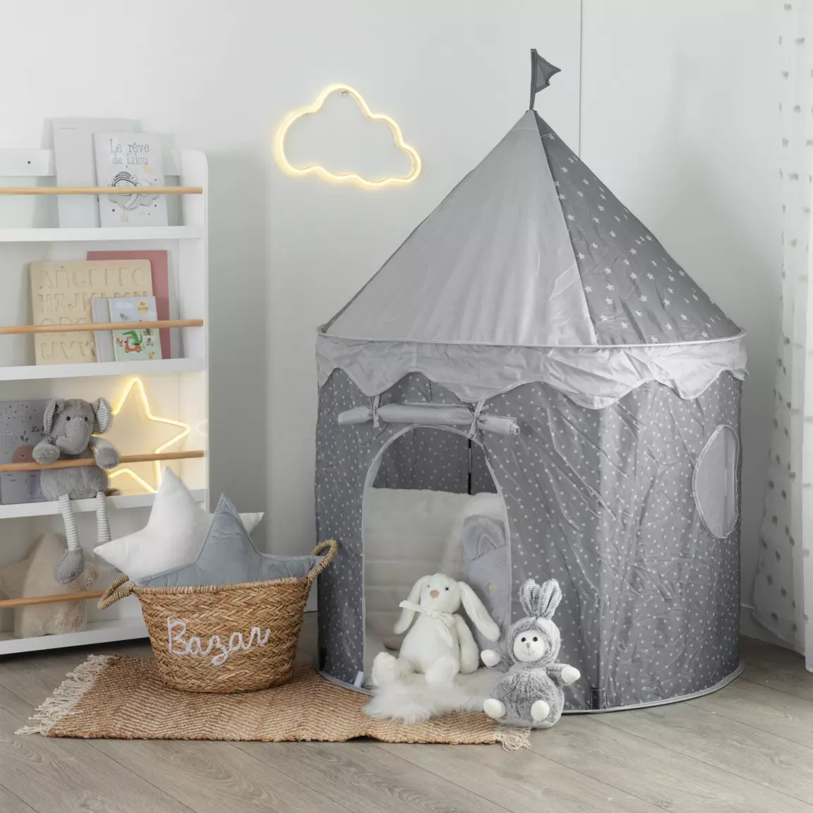 Tente pop-up enfant (H135 cm) Tour Grise