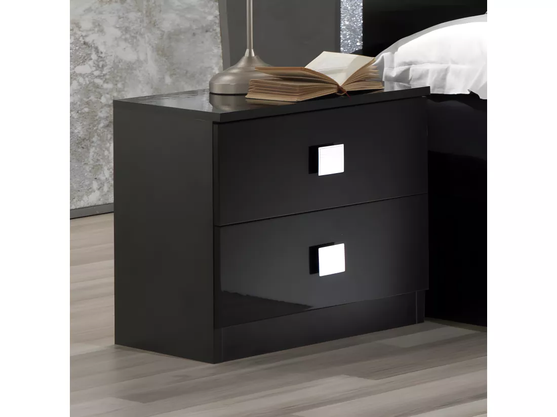 Chambre complète 160*200 Noir/Argent - CROSS - Lit : L 165 x l 206 x H 106 cm