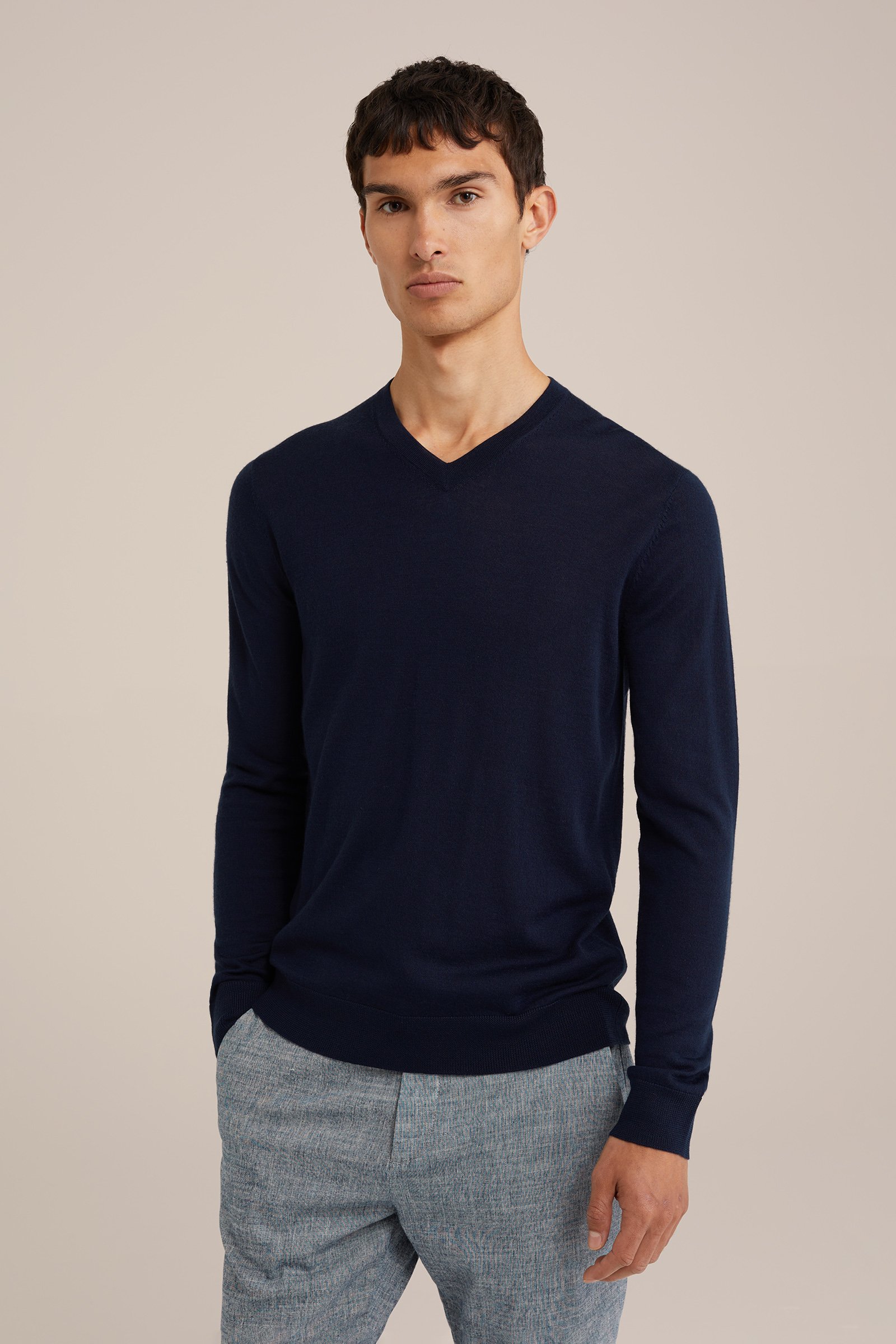 trui van merinowol Fundamentals Marineblauw