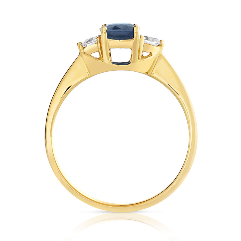 Bague or 750 jaune saphir et diamant