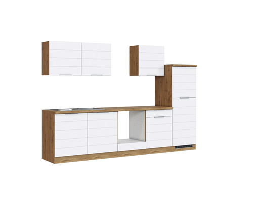 Held Furniture keukenblok zonder apparatuur Florence 300 cm wit mat gedemonteerde variant omkeerbaar 1106.6291