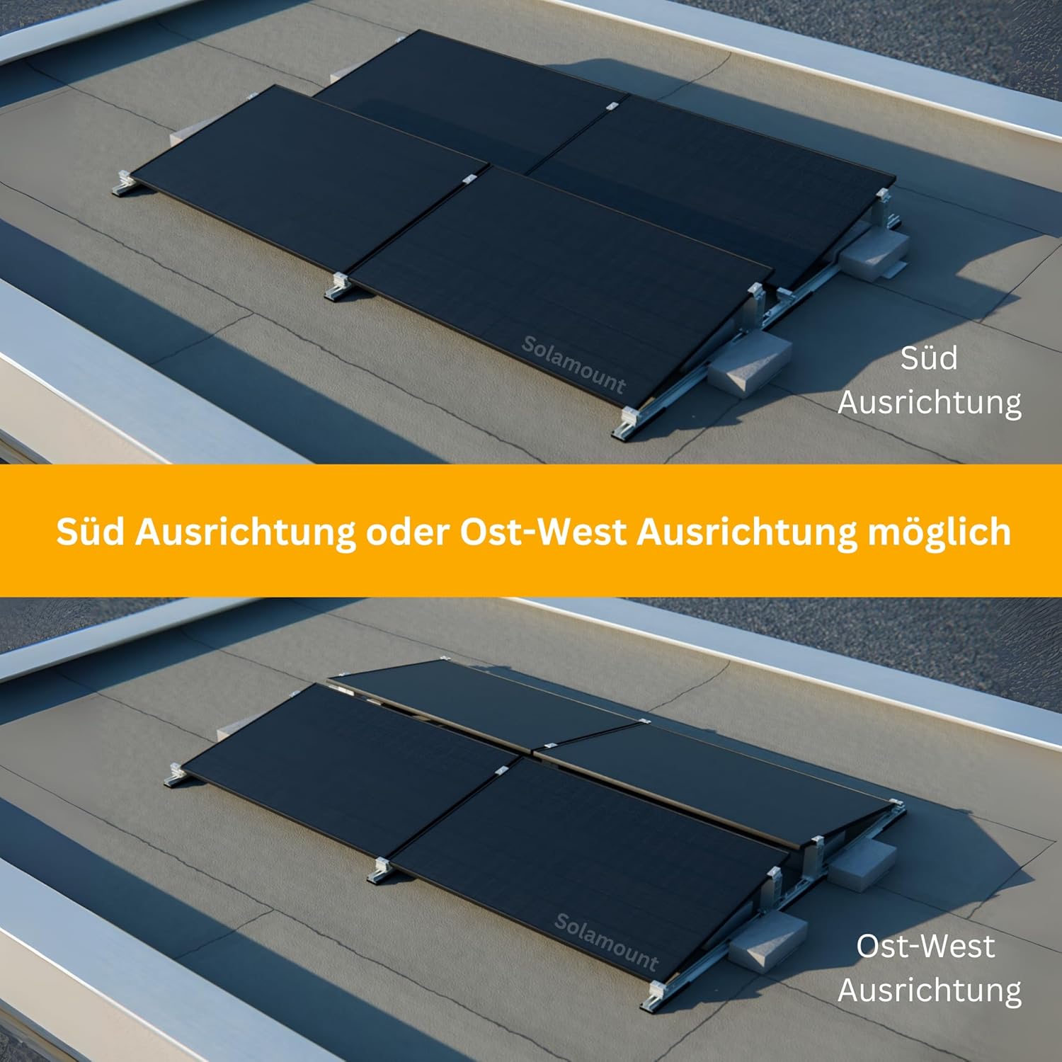 PV Flachdach Halterung ohne Bohren | Für 4 Module | Silber | Flachdach oder Bodenmontage | Einfache Montage
