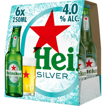 Heineken Silver Bier Draaidop Fles 6 x 250ml